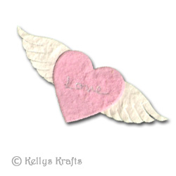 Mulberry Die Cut Heart with Wings - Pink/White - Click Image to Close
