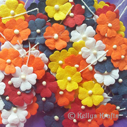 Mulberry Paper Flowers on Stems - Mixed Colours - Click Image to Close