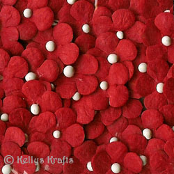Mulberry Paper Flowers on Stems - Red (20 pieces) - Click Image to Close