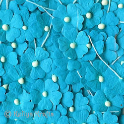 Mulberry Paper Flowers on Stems - Blue (20 pieces) - Click Image to Close