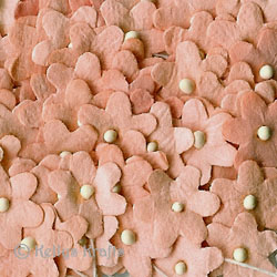 Mulberry Paper Flowers on Stems - Peach (20 pieces) - Click Image to Close