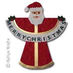 Mulberry "Merry Christmas" Santa Claus Die Cut Shape, Large - Click Image to Close
