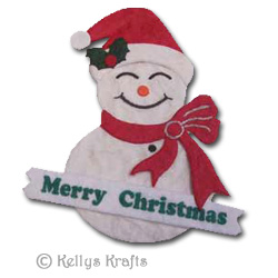 Mulberry Snowman with Banner, Die Cut Shape - Click Image to Close
