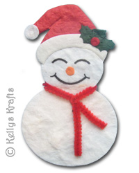 Mulberry Snowman with Red Hat, Die Cut Shape