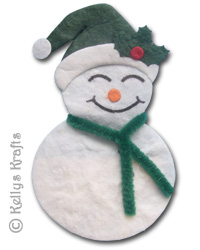 Mulberry Snowman with Green Hat, Die Cut Shape