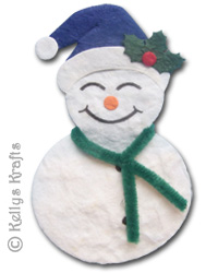Mulberry Snowman with Blue Hat, Die Cut Shape