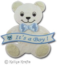 Mulberry White Teddy Bear \"It\'s A Boy\" Die Cut Shape