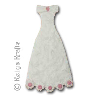 Mulberry Party Dress Die Cut Shape - White with Pink Flowers