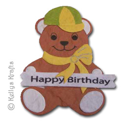 Mulberry "Happy Birthday" Teddy Bear Die Cut Shape - Click Image to Close