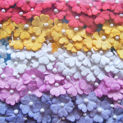 Mulberry Paper Flowers on Stems - Mixed Colours