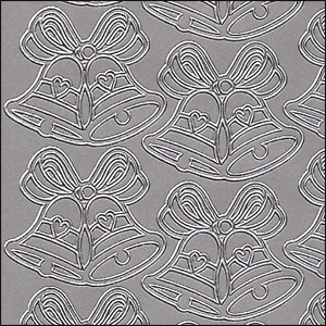 Wedding Bells, Silver Peel Off Stickers (1 sheet)