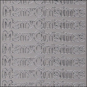 Merry Christmas, Silver Peel Off Stickers (1 sheet) - Click Image to Close