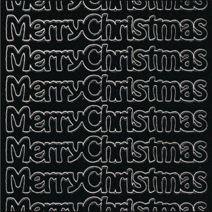 Merry Christmas, Black Peel Off Stickers (1 sheet)
