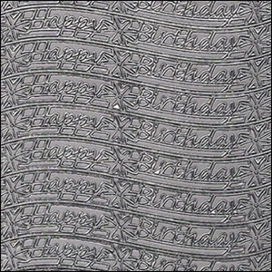 Happy Birthday Banners, Silver Peel Off Stickers (1 sheet)