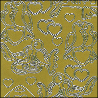 Love Birds, Gold Peel Off Stickers (1 sheet)