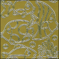 Large Fish, Gold Peel Off Stickers (1 sheet)