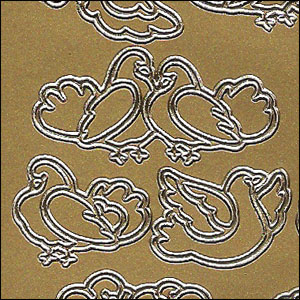 Love Birds, Gold Peel Off Stickers (1 sheet)