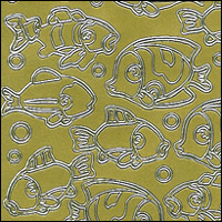 Fish, Gold Peel Off Stickers (1 sheet) - Click Image to Close