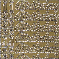 Birthday and Special Numbers, Gold Peel Off Stickers (1 sheet)
