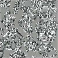 Xmas Images, Silver Peel Off Stickers (1 sheet)
