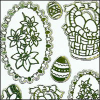 Easter Eggs, White/Gold Peel Off Stickers (1 sheet)