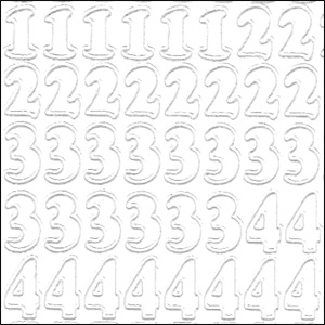 Numbers, White Peel Off Stickers (1 sheet)