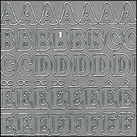 Uppercase Letters, Silver Peel Off Stickers (1 sheet)