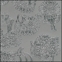 Sunflowers, Silver Peel Off Stickers (1 sheet)