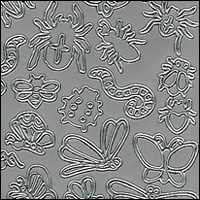 Bugs & Creepy Crawlies, Silver Peel Off Stickers (1 sheet) - Click Image to Close
