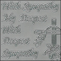 Sympathy/Condolences, Silver Peel Off Stickers (1 sheet) - Click Image to Close