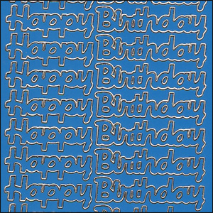 Happy Birthday, Blue Peel Off Stickers (1 sheet)