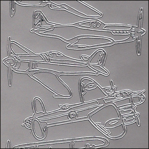 Aeroplanes & Aircrafts, Silver Peel Off Stickers (1 sheet)