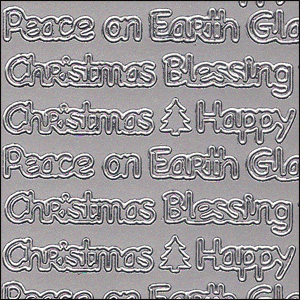 Mixed Christmas Words, Silver Peel Off Stickers (1 sheet)