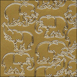 Elephants, Gold Peel Off Stickers (1 sheet)