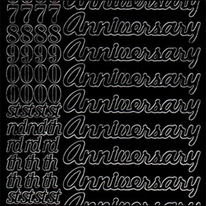 Anniversary & Special Numbers, Black Peel Off Stickers (1 sheet)