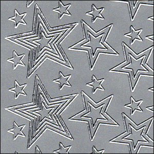 Layered/Nested Stars, Silver Peel Off Stickers (1 sheet)