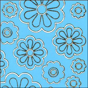 Flower/Daisy Heads, Blue Peel Off Stickers (1 sheet)