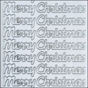 Merry Christmas, Transparent/Silver Peel Off Stickers (1 sheet)