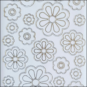 Flower/Daisy Heads, Transparent/Gold Peel Off Stickers (1 sheet)