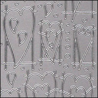 Contemporary Hearts, Silver Peel Off Stickers (1 sheet)