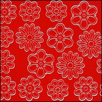 Flower/Daisy Heads, Red Peel Off Stickers (1 sheet)