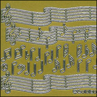 Music Notes, Gold Peel Off Stickers (1 sheet) - Click Image to Close