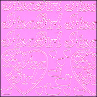 It\'s A Girl, Pink Peel Off Stickers (1 sheet)