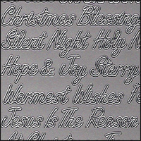 Religious Christmas Words, Silver Peel Off Stickers (1 sheet)