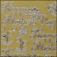 Happy Mothers Day (Floral), Gold Peel Off Stickers (1 sheet)