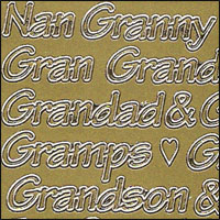 Grandparents, Gold Peel Off Stickers (1 sheet)