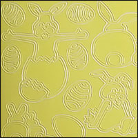 Easter Bunnies + Eggs, Yellow Peel Off Stickers (1 sheet)