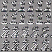 Numbers, Silver Peel Off Stickers (1 sheet)