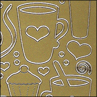 Love Coffee, Gold Peel Off Stickers (1 sheet)