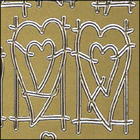 Contemporary Hearts, Gold Peel Off Stickers (1 sheet)